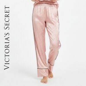 🟣 Sz M Victoria's Secret Light Pink Satin Logo Pajama Pants